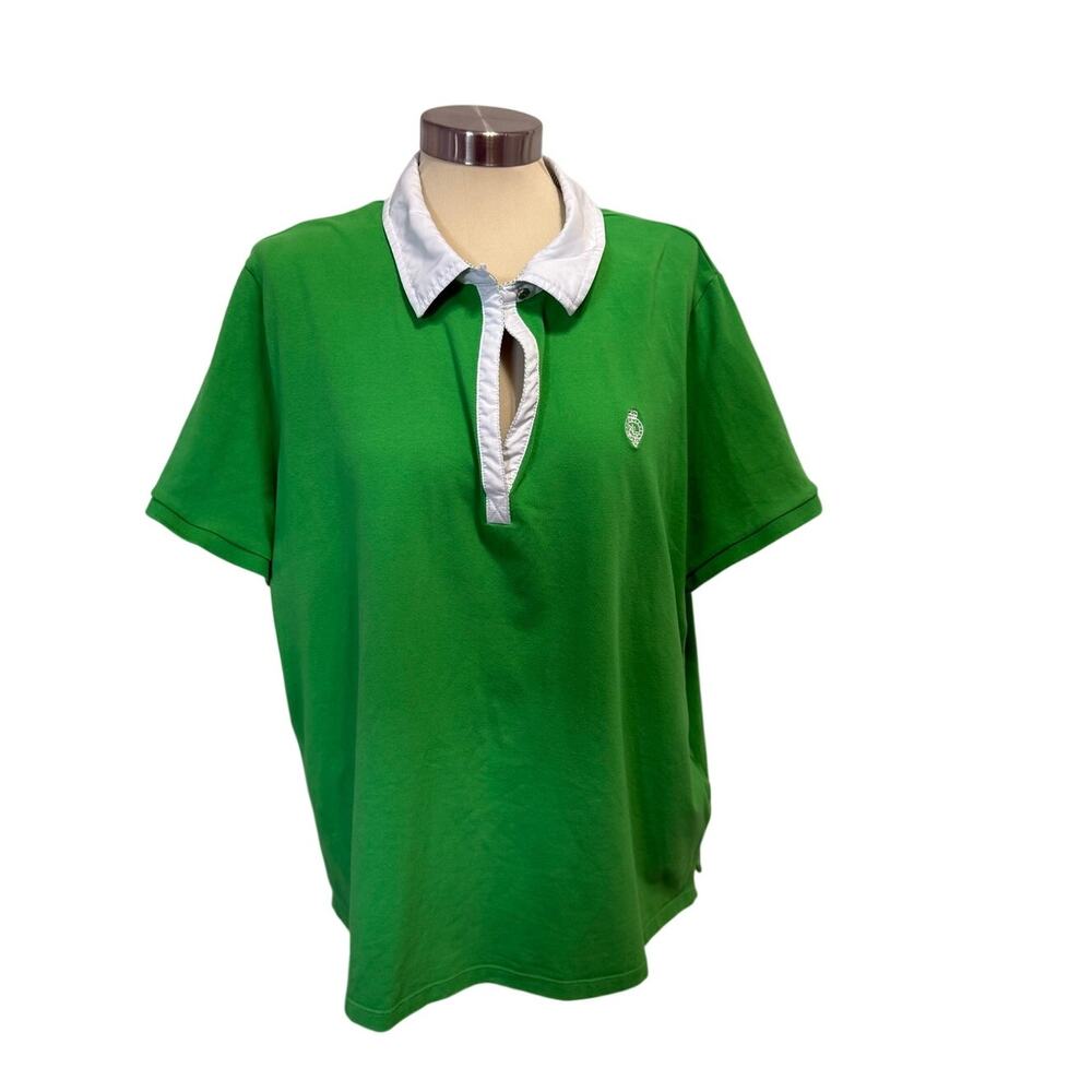 Ralph Lauren Women's Active Polo 3X | Green White Short Sleeve | Plus Size Golf